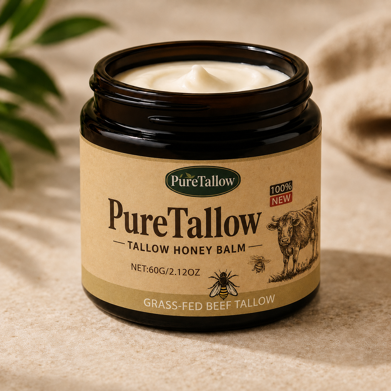 Pure Tallow™ - קרם שיקום עמוק לעור יבש (עם דבש ושומן טבעי)