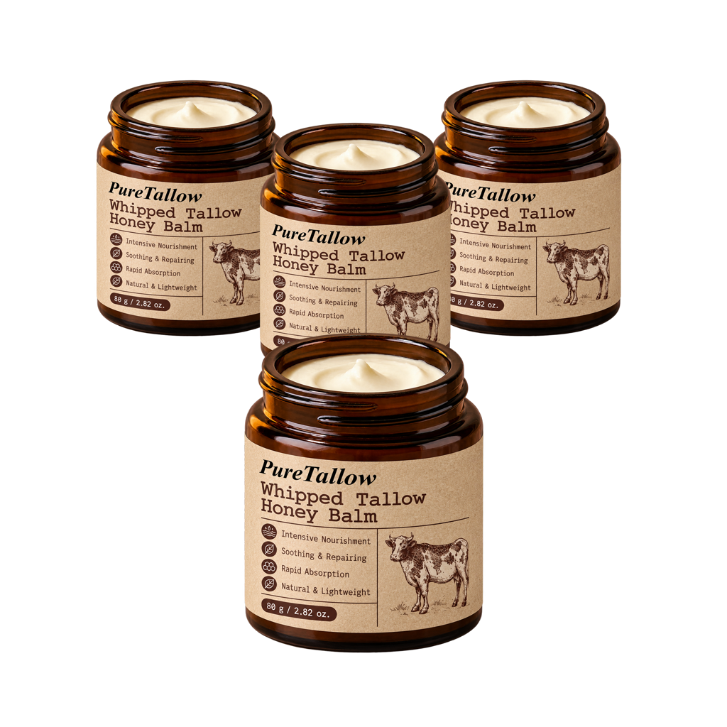 ארבע צנצנות Pure Tallow, 80 גרם כל אחת